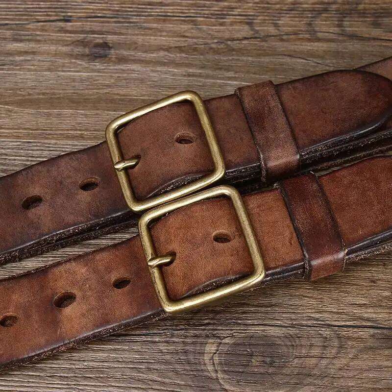 European American retro heavy industry washed made old, widened and thickened first layer cowhide belt, men's genuine Y260225