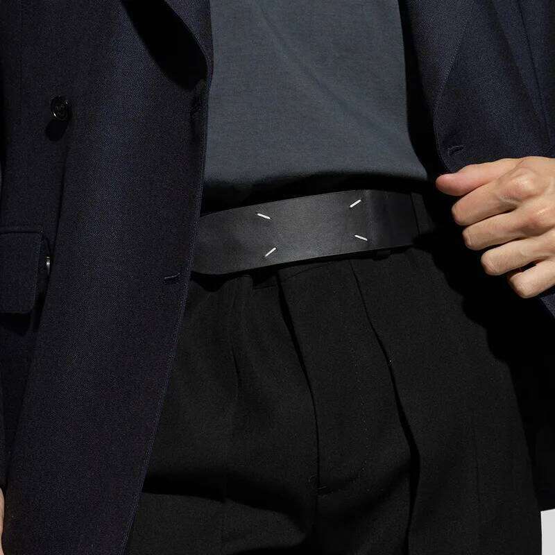 New unisex waist with four corner stitched cowhide decoration, trendy and fashionable belt Y260225