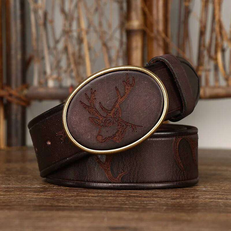 3.8CM Pure Cowhide High Quality Genuine Leather Belts for Men Brand Strap Male Brass Smooth Buckle Jeans Cowboy Cintos Luxury Y260225