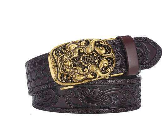 New Genuine leather retro luxury brand fashion trend business belt for men's gift Y260225