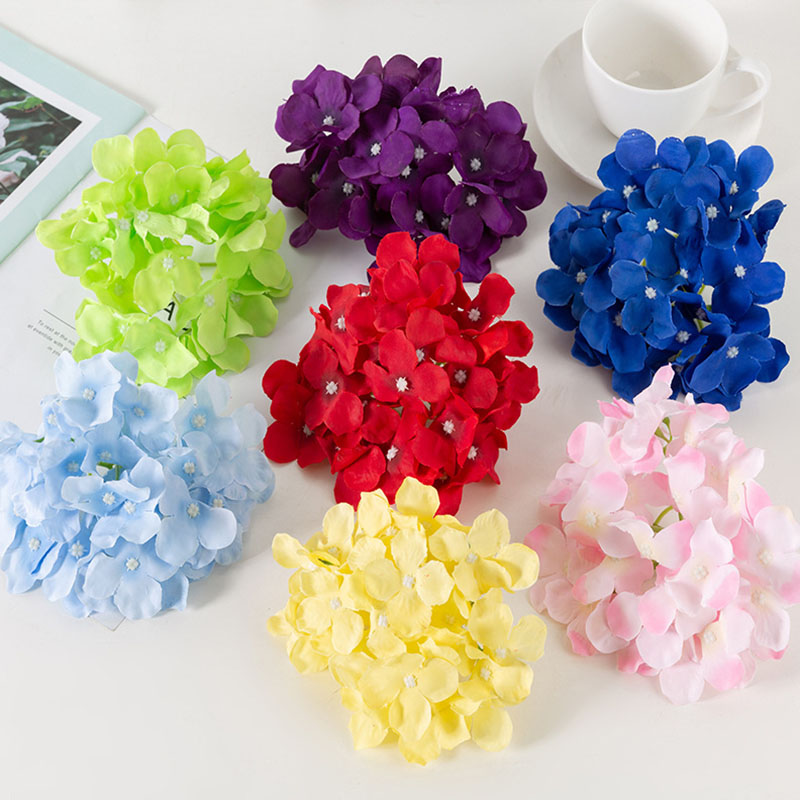 Artificial Silk Hydrangea Flower Heads in Bulk Simulation Fake Flower Wholesale for Wedding Birthday Party Room Indoor Decoration Indoor DIY Floral Ornament