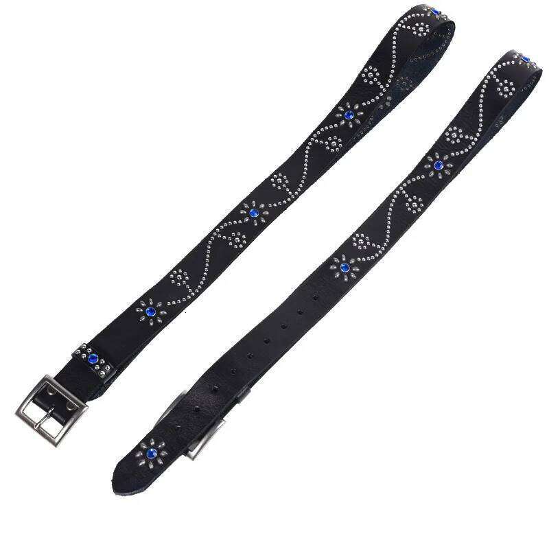 Men High Quality Pure Cowhide Belt Genuine Leather Strap Male Luxury Pin Buckle Diamond-studded Rivets Jeans Belts for Women Y260225