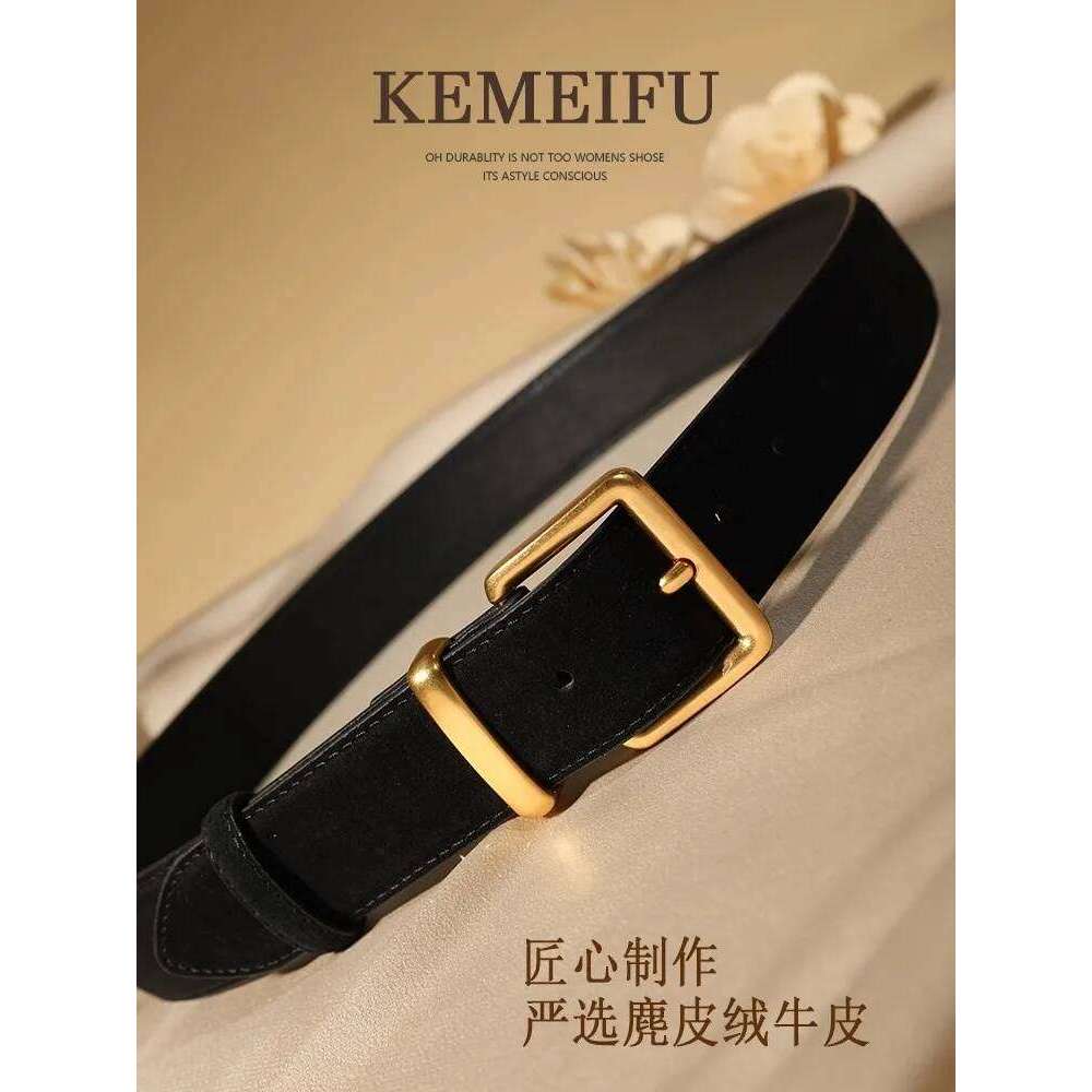 Fashion Suede Cowhide Womens Belts Genuine Leather Luxury Designer Belt Slim waist Dresses Jeans Girdle Y260225