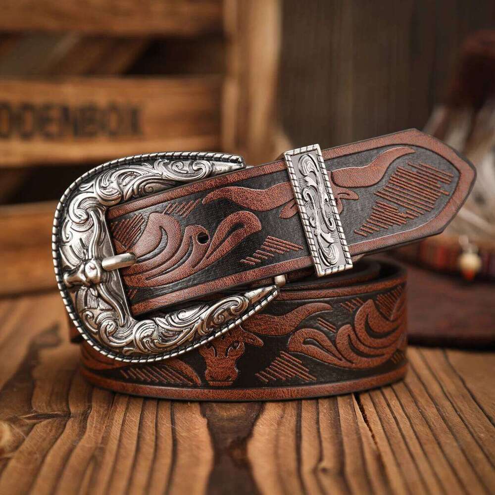 A casual, individual retro a Western-style clothing accessory, metal buckle, PU belt, suitable for both men and women Y260225