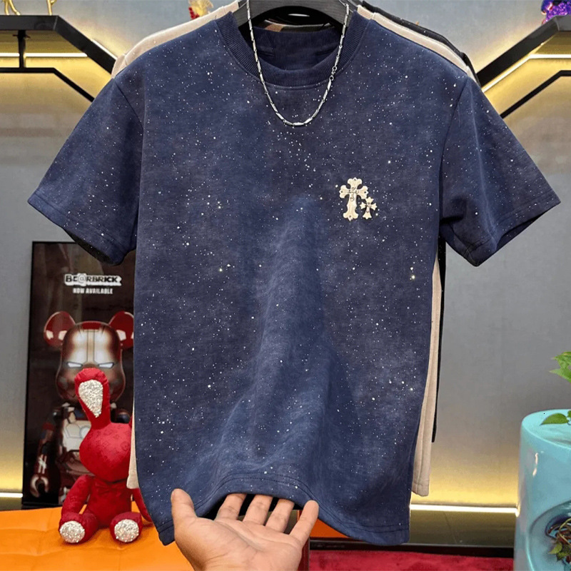 New Fashion Star T-shirt Pattern Round Neck Short Sleeve Lightweight Outdoor Sports T-shirt Summer Shirt Sweat Absorbent Tight High Quality Clothing F