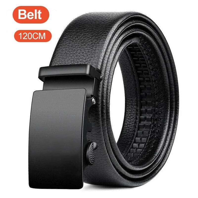 Men's Metal Automatic Buckle Work High Quality Men 120cm Leather Belt Business Y260225