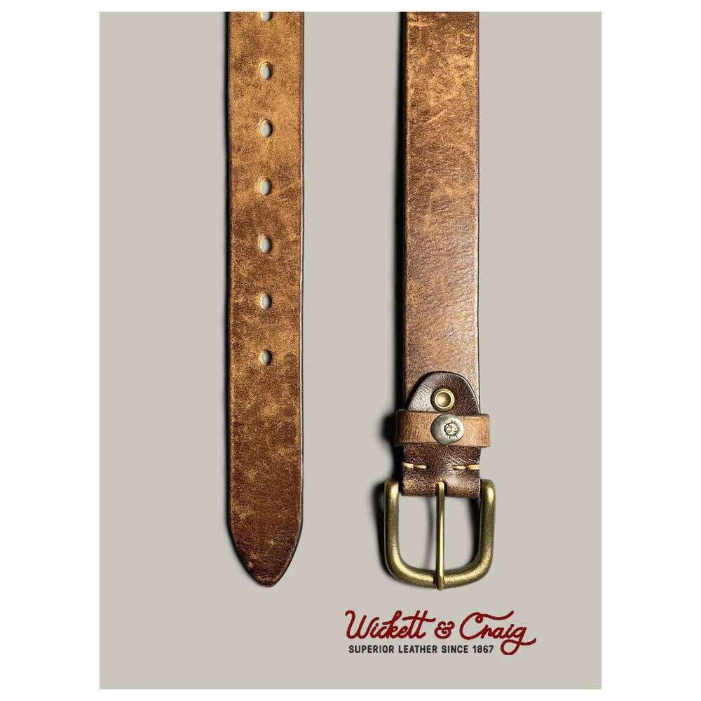 Niche Takahashi Logo Men's Vegetable Tanned Pure Cowhide Retro Casual Belt, Handmade Leather Jeans Belt Y260225