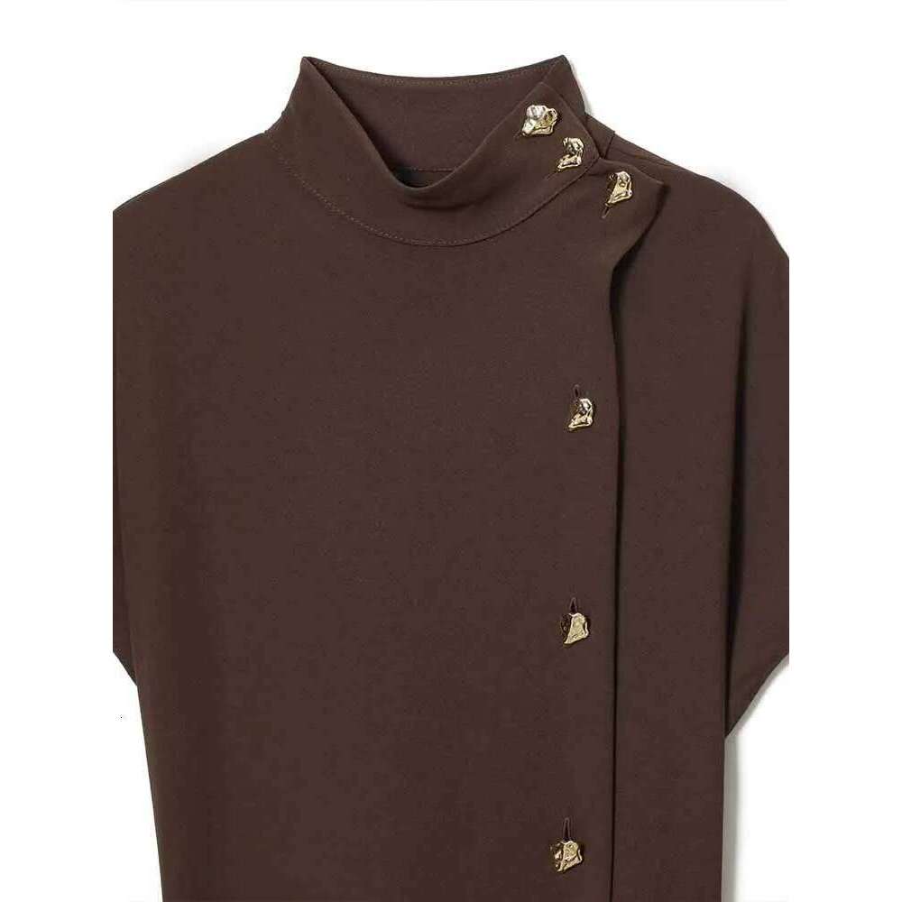 European and American style winter new women's fashion trendy simple stand-up collar short-sleeved midi dress with belt XJ260225