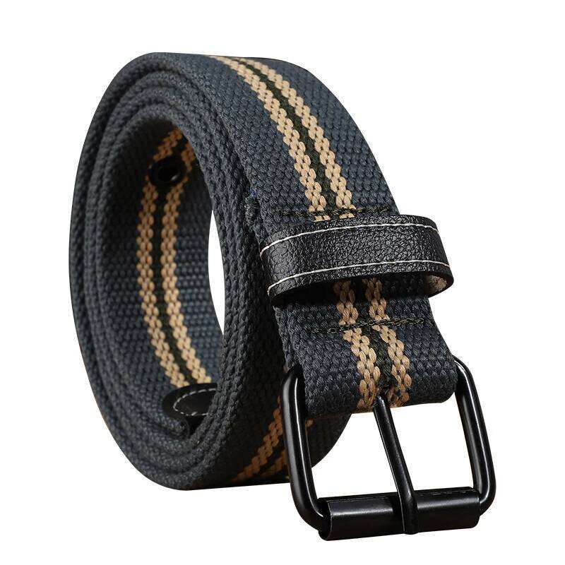 Men's full hole canvas waist needle buckle student youth versatile jeans belt, military training Korean version, ext Y260225