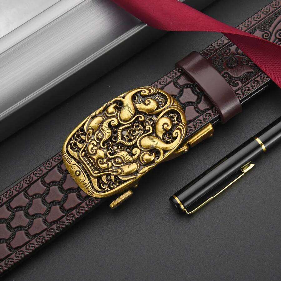 New Genuine leather retro luxury brand fashion trend business belt for men's gift Y260225