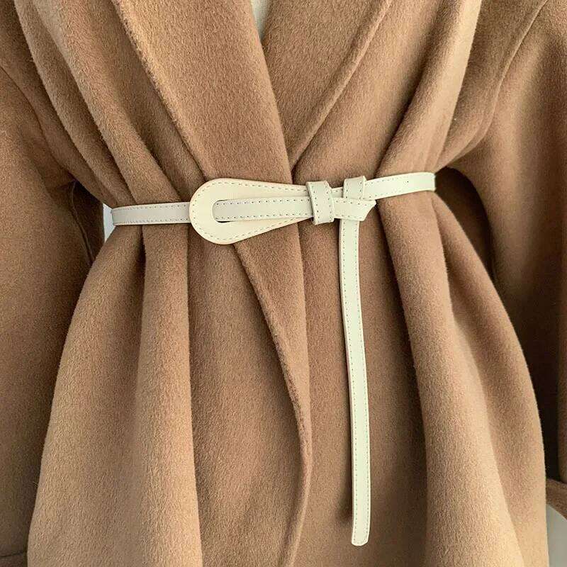 Thin Knot Belts for Women Lady Waistband Soft PU Leather Belt Black Coffee Straps Wild Long Dress Coat Accessories Luxury Y260225