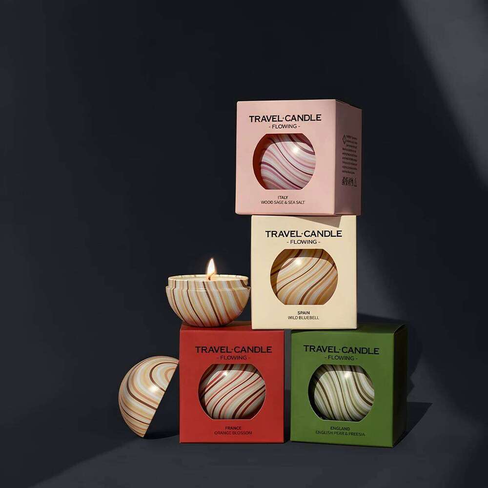 Spherical Scented Candles in Curved Tin Cans Smokeless Soy Wax Wedding Favors Photo Props Home Ambiance Decor H260225