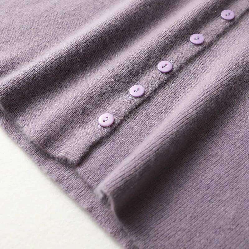 Yoyoselect 100% Merino Wool Women's Mini V Neck Bottoned Knitted Dress A Line Soft Warm Autumn Winter Cashmere Dresses XJ260225