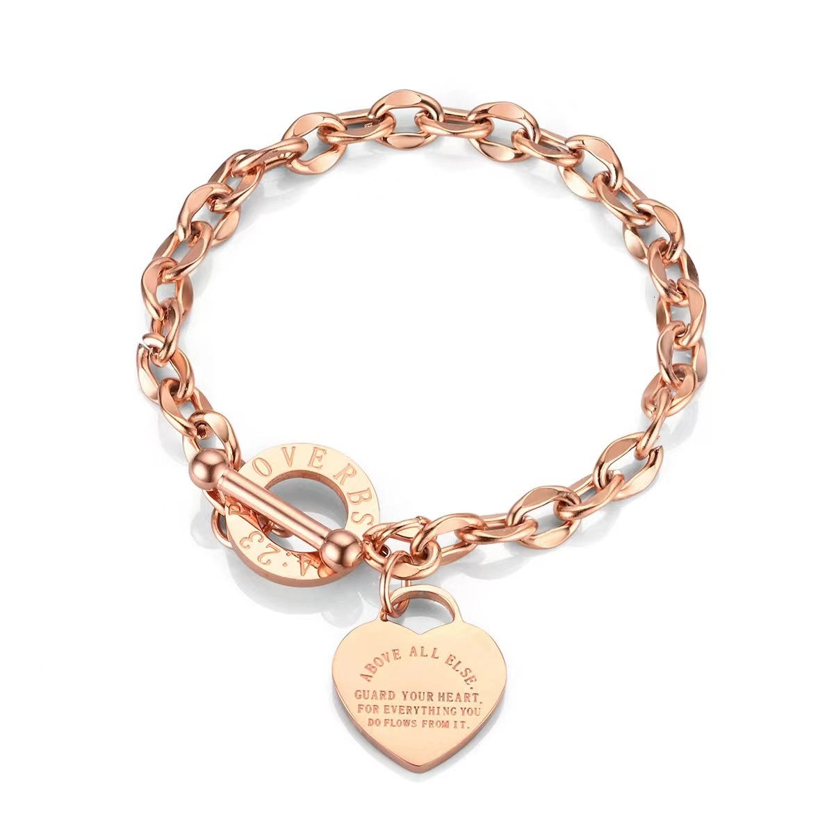 best-selling new titanium women's ins-style OT clasp stainless steel heart-shaped bracelet, simple design, can be engraved