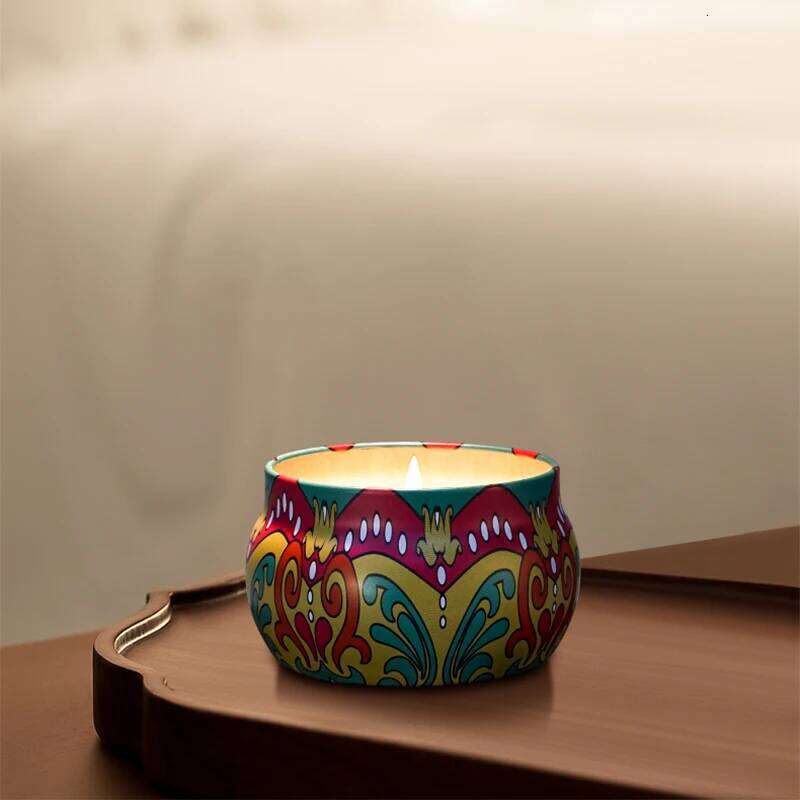 National style cup fragrant living room bedroom tin romantic fragrance soy wax candle birthday present H260225