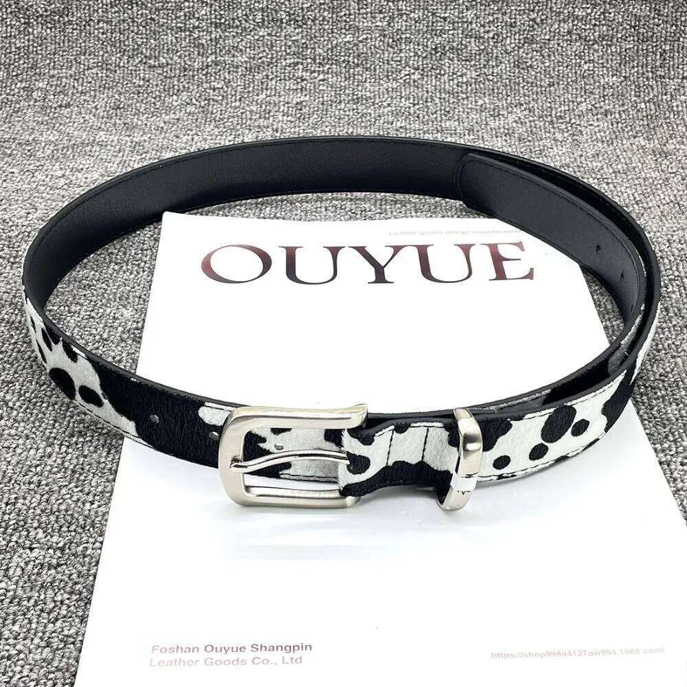 New Stu Style Cow Horse Hair Waist Belt Metal PU leather Pin Buckle Waistband Versatile Accessory Casual Trouser Dress Belts Y260225