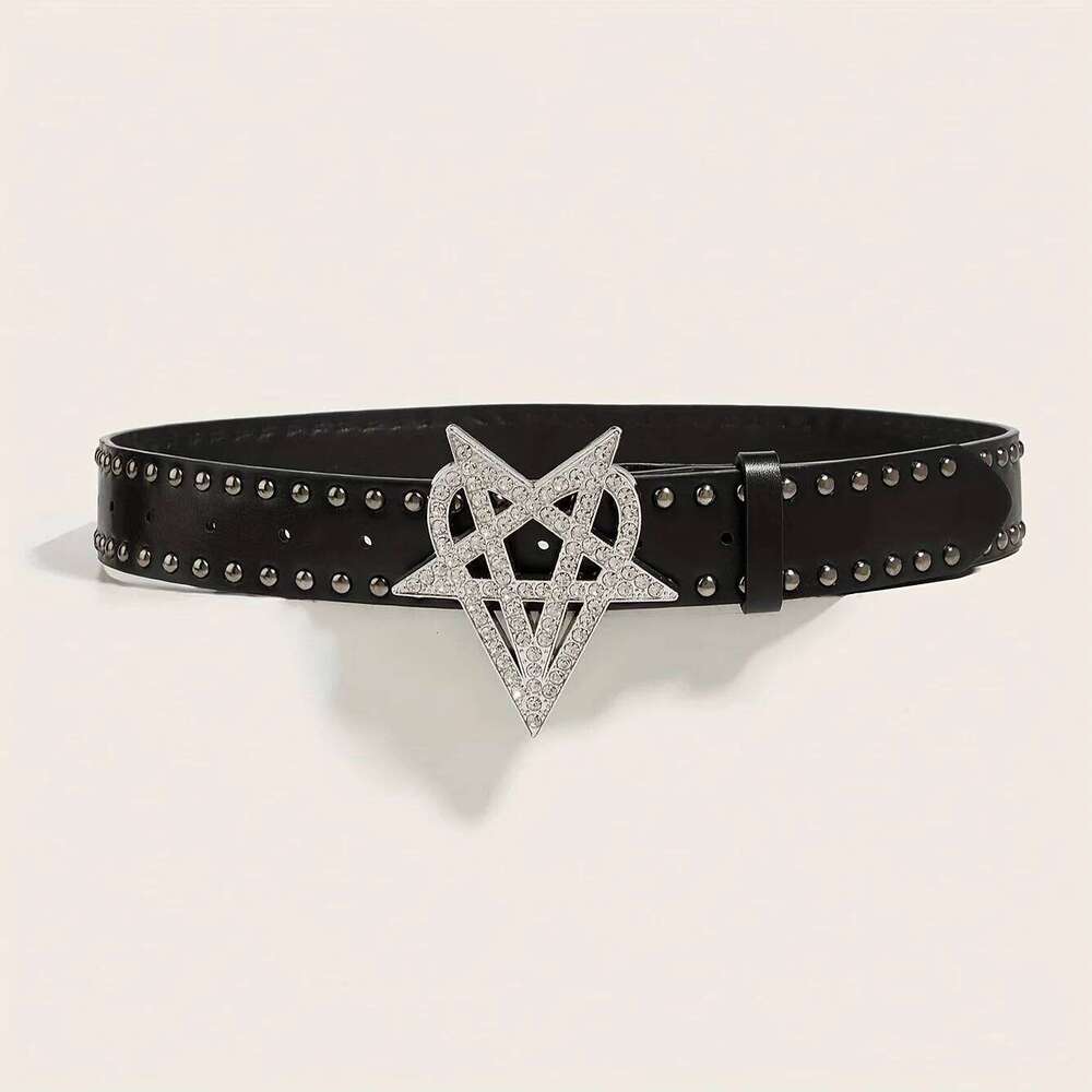 Men's y2k punk five-pointed star buckle casual black denim style versatile decorative belt suitable for daily travel men' Y260225