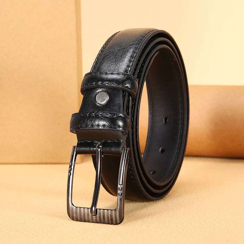 Authentic Luxury Men's Leather Jeans women and Belt with pin bkucle Durable Stitching fashion Business belts for men Y260225