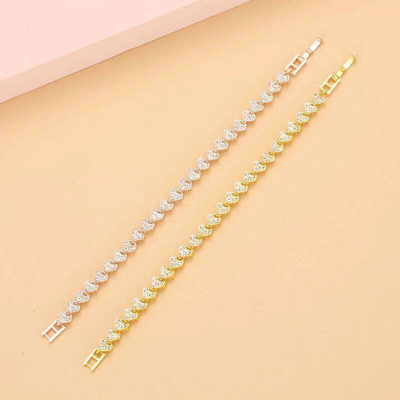 Chain link tennis Roman bracelet, women's zircon crystal diamond-encrusted fashion jewelry, full diamond gold. Z260225