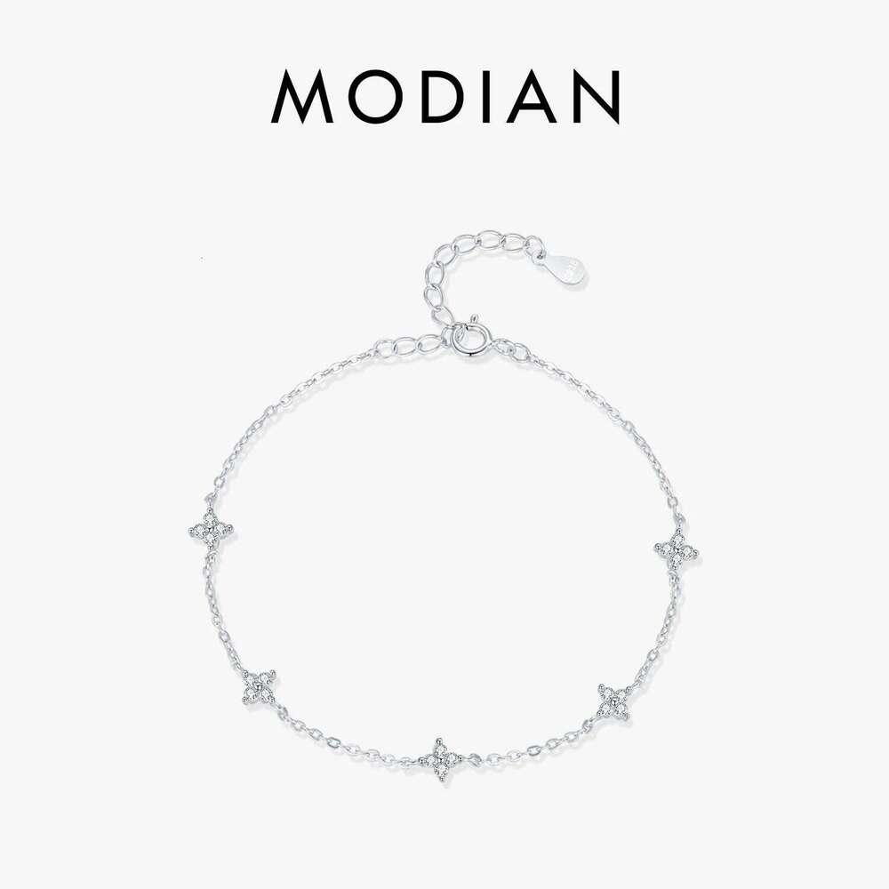 MODIAN 925 Sterling Silver Mini Flowers Bracelet Dainty Link Chain Pave Setting CZ For Women Wedding Fine Jewelry Gift Z260225