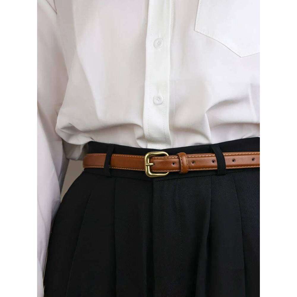 Vintage Women's Fashion Skinny Soft High Quality Leather Belt 1.8cm Ladies Girdle Retro Alloy Buckle Belts for Dress Jeans Y260225