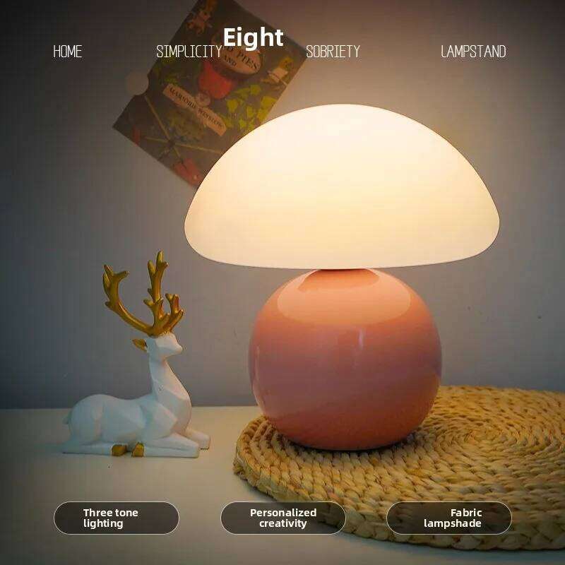 Bedroom Bedside Premium Cream Style Mushroom Table Decoration Ins Ancient Glazed Atmosphere Night Lamp Study Gift H260225