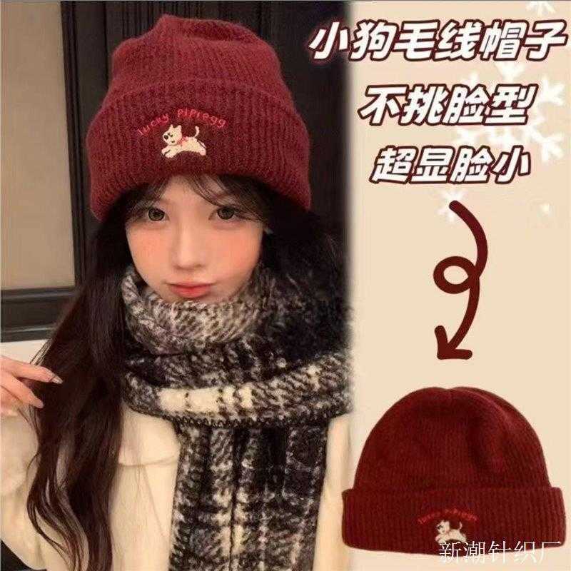 New Year Gift Embroidered Knitted Autumn Winter Hat Warm Face-Enhancing Ear Protection Wool Hat Autumn Winter Versatile Cold Hat Korean Style S260225