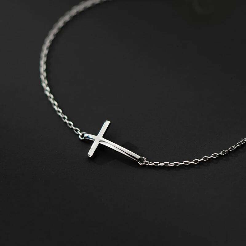 Modian Real 925 Sterling Silver Smooth Cross For Women Shiny Link Chain Bracelet Fine Jewelry Valentine's Day Gift Z260225