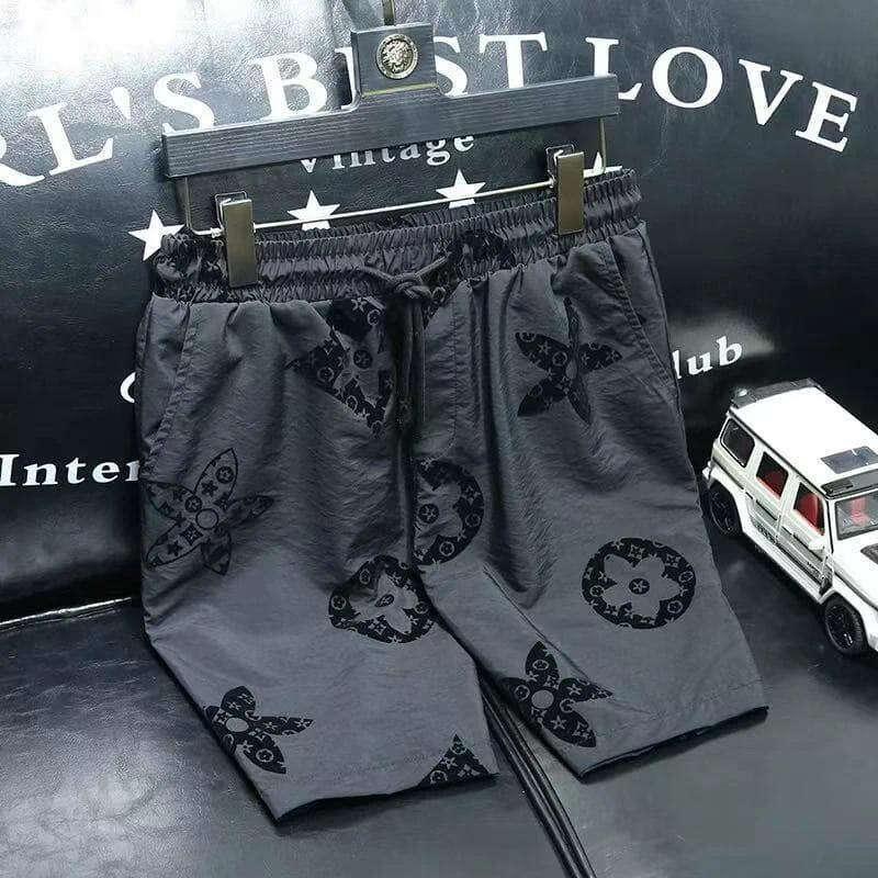 Men's Shorts Summer Shorts Trendy Flocked Floral Casual Dark Base With Flocked Floral Pattern Elastic Drawstring Waist Fits All Waist Sizes Daily