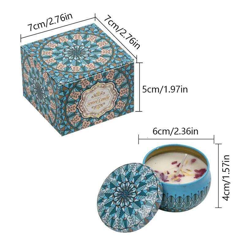 Candles Iron Box Soy Wax Scented Dried Flower Aromatherapy Birthday Candle Home Hotel Wedding Decoration W260226