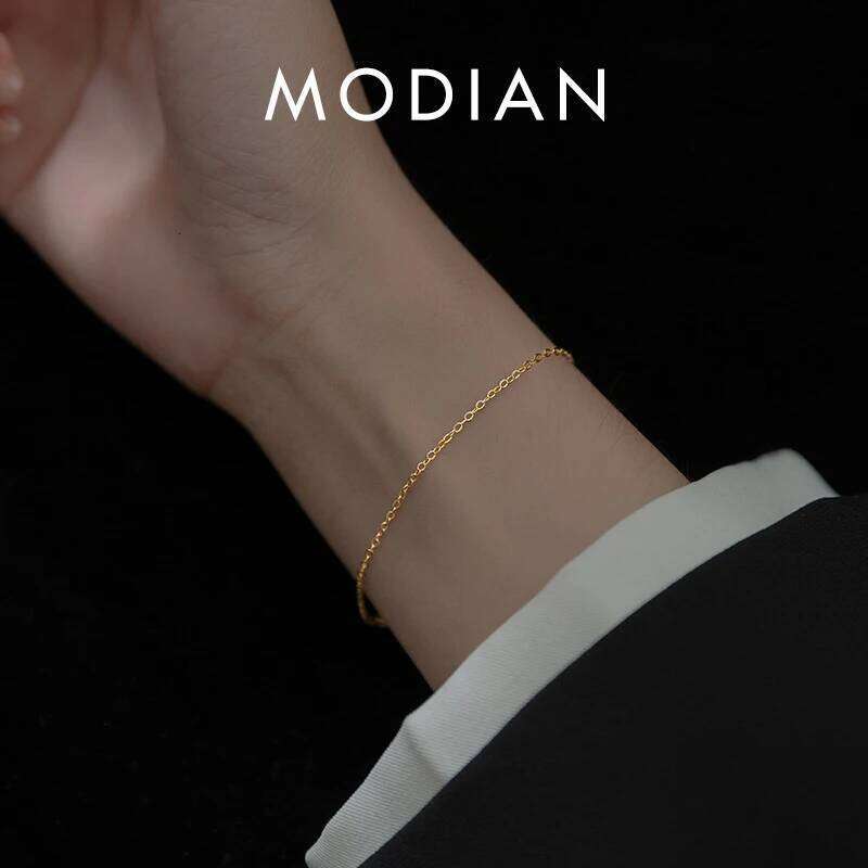 Modian Minimalism Classic Gold Color Bracelet 100% 925 Sterling Silver Link Chain Cute Bracelets For Women Fine Jewelry Gifts Z260225