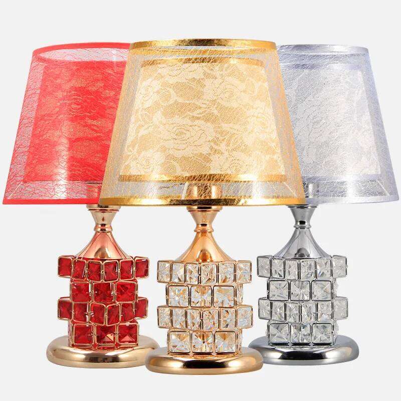 Modern Crystal Table European Style Luxury Wedding Gift Ideas Sweet Bedroom Home Decor Golden Lamp H260225
