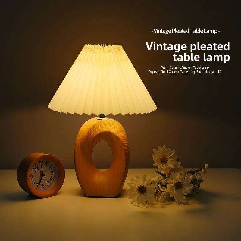 Nordic Pleated Retro Desk Ceramic Bedroom Study Bedside Lamp Advanced Decorative Atmosphere Night Light H260225