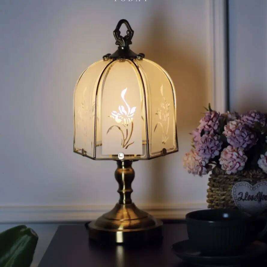 Glass Old Shanghai Bedroom Nostalgic Vintage French Chinese Style Study Room Coffee Restaurant Decorative Light H260225