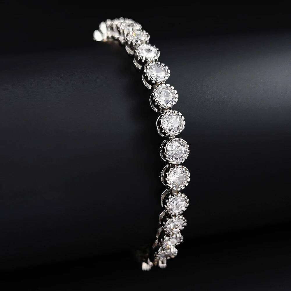 Luxury 4mm Round CZ silver color on hand Tennis Bracelet & Bangles For Women Jewelry Wedding Valentine's Day Gift S4785 Z260225