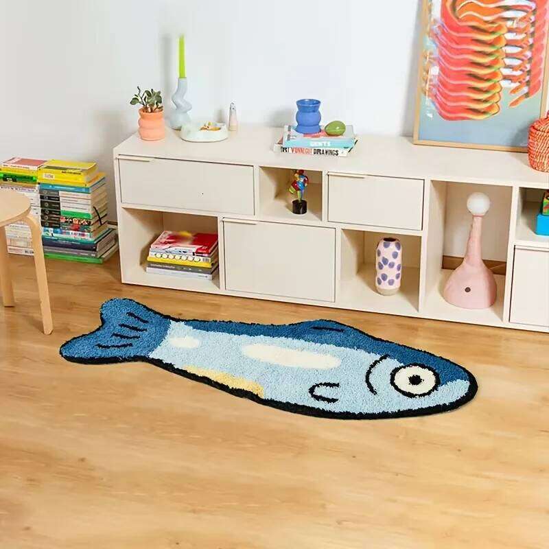 VIKAMA Cartoon Salmon Bedroom Bedside Rug Decorative Floor Mat Creative Soft Plush Carpet Bathroom Home Decoration W260226