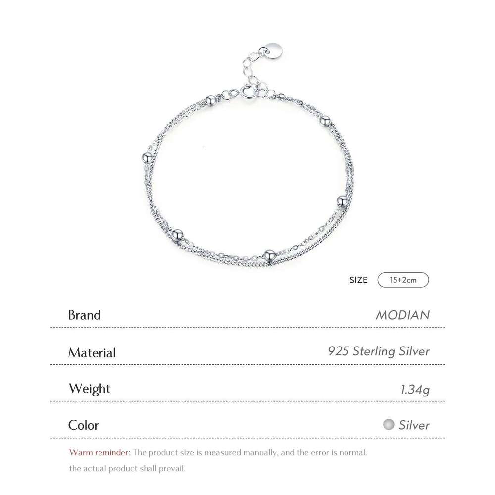 Modian Double Layer Beads Link Chain 100% 925 Sterling Silver Trendy Simple Female Bracelet For Women Wedding Jewelry Z260225