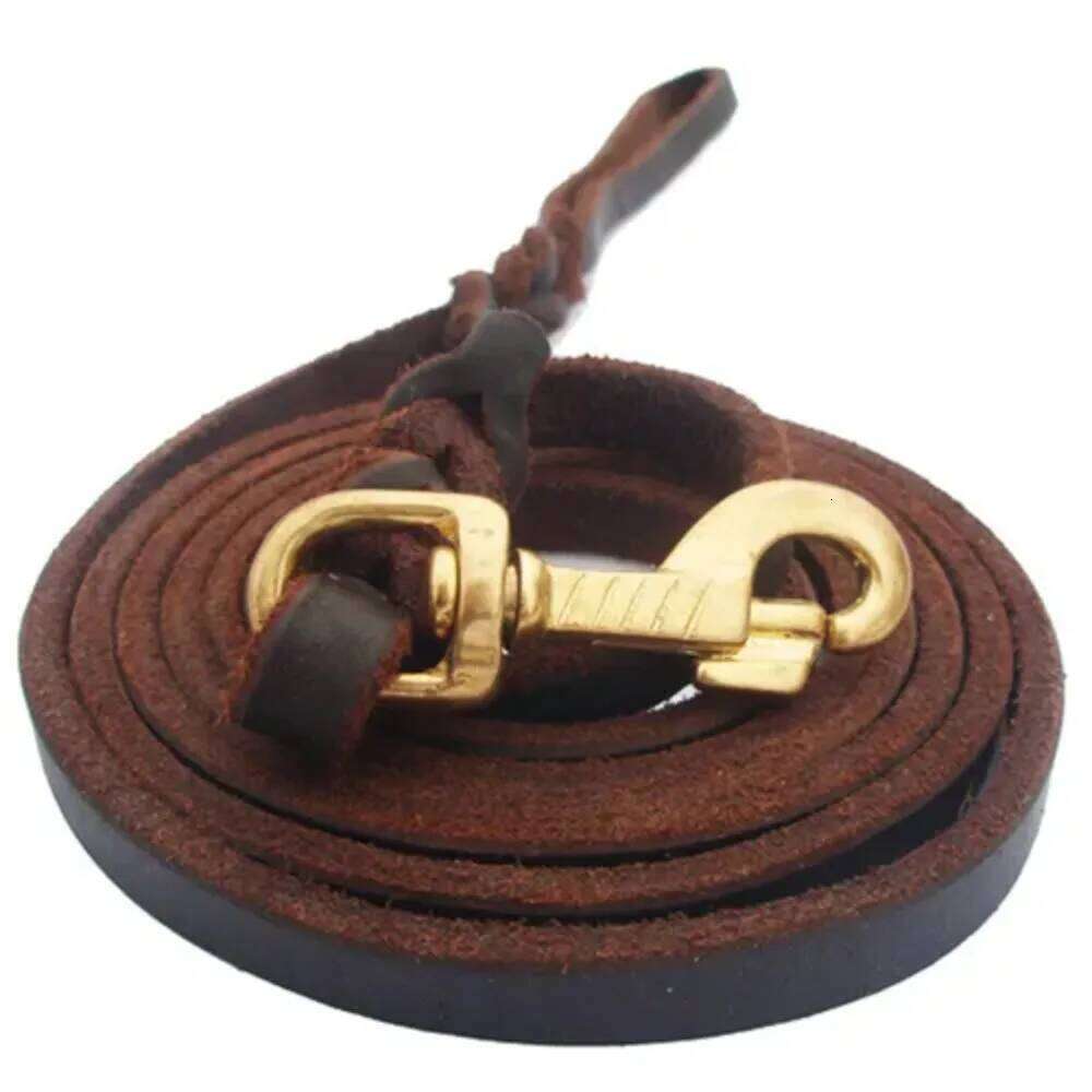 With Copper Hook Leather Braided Leash Products Long Soft Dog Traction Rope Durable Brown Medium Large Pet