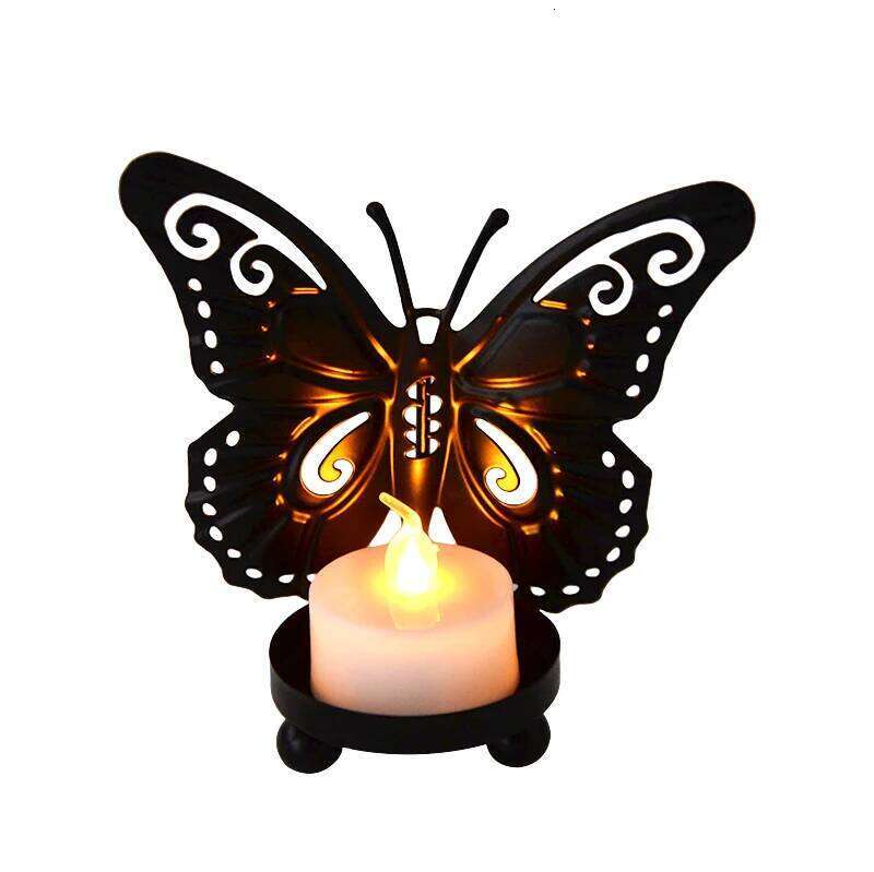 Butterfly Candle Plate Pedestal Holder Iron Art Candlestick Table Decoracion Wedding Centerpiece Birthdays Party Dinner Decor W260226
