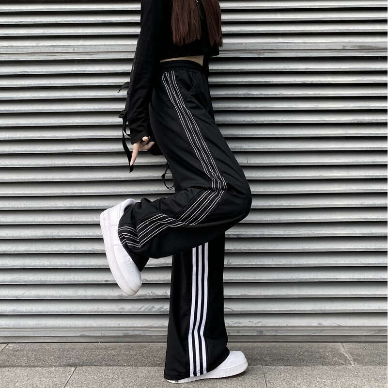Mardi Hefxessdr American Style Straight Leg Wide Sports Sweatpants for Women Summer Three Length Stripe Casual Trousers Long Pants sweatpants casual p