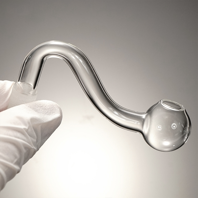 Glass Oil Burner with Bent Curved Design Compatible with 10mm 14mm 18mm Male Female Joints Smoking Attachment