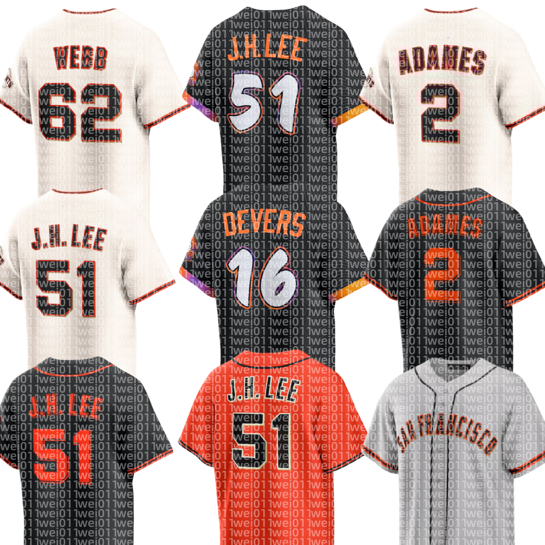 Baseball Jersey Matt Williams 16 Rafael Devers 51 Jung Hoo Lee Logan Webb Robbie Ray Matt Chapman Luis Arraez Willy Adames Bryce Eldridge Heliot Ramos Harrison Bader