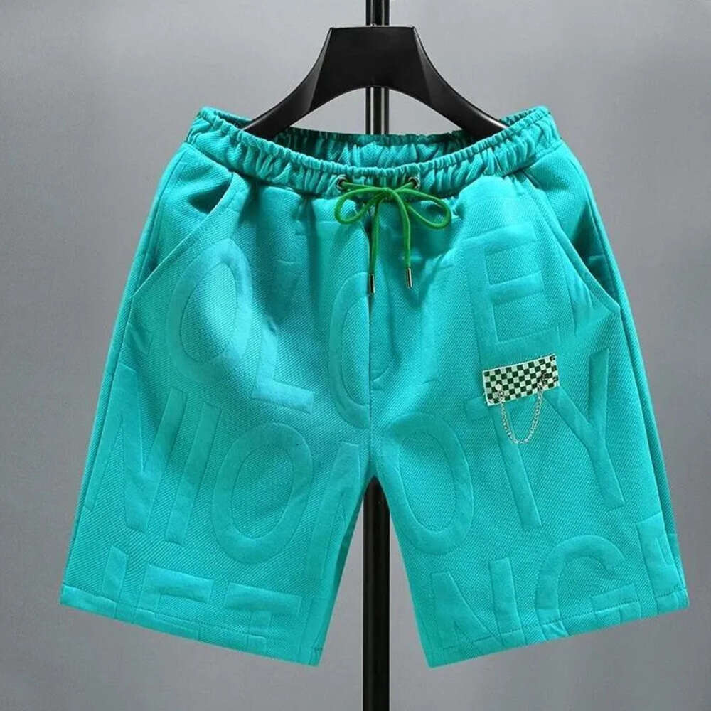 Men's Shorts Trendy Letter Embossed Casual Four Colors Available Letter Embossing Highlights Texture Checkered Patch Embellished