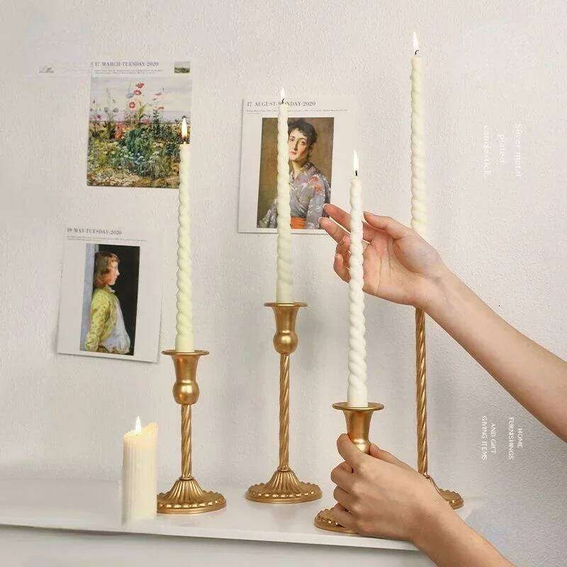 Retro Gold Spiral Holders Candlestick Stand Home Decoration Candlelight Dinner Table Romantic Wedding Ornaments W260226