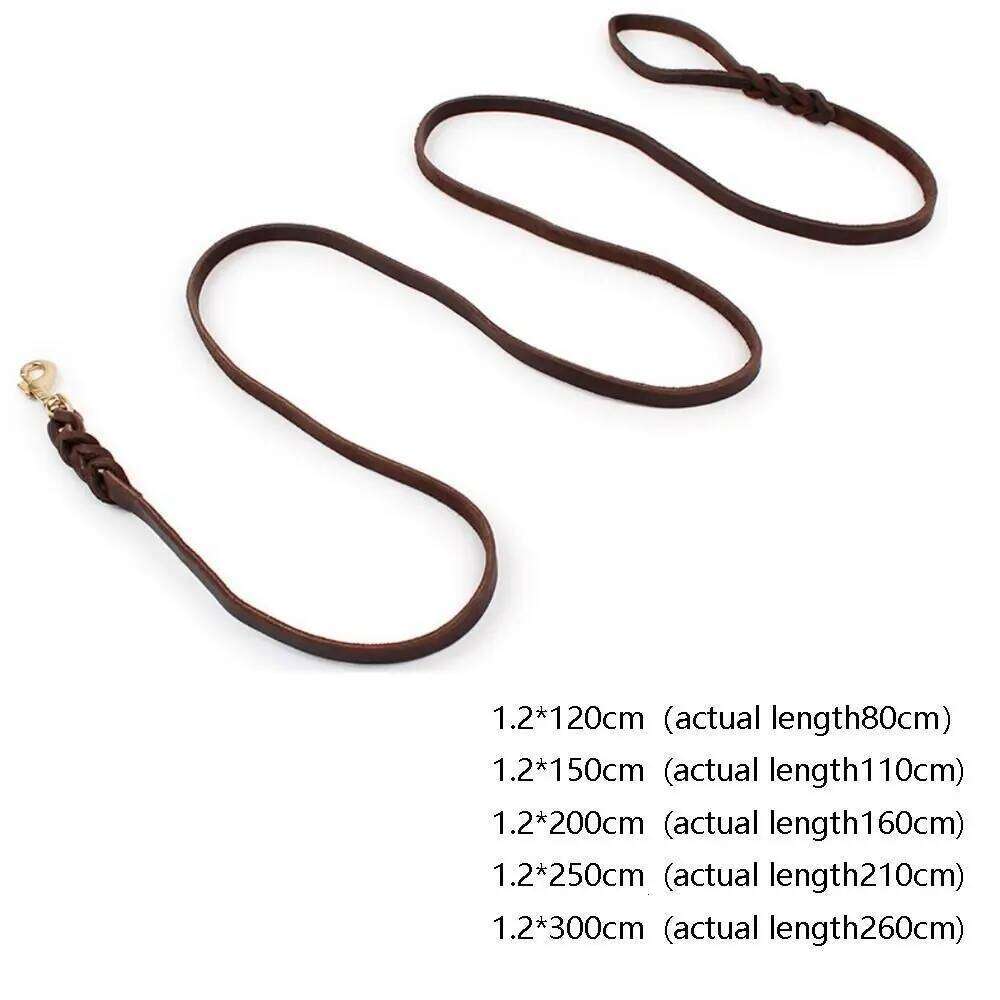 With Copper Hook Leather Braided Leash Products Long Soft Dog Traction Rope Durable Brown Medium Large Pet