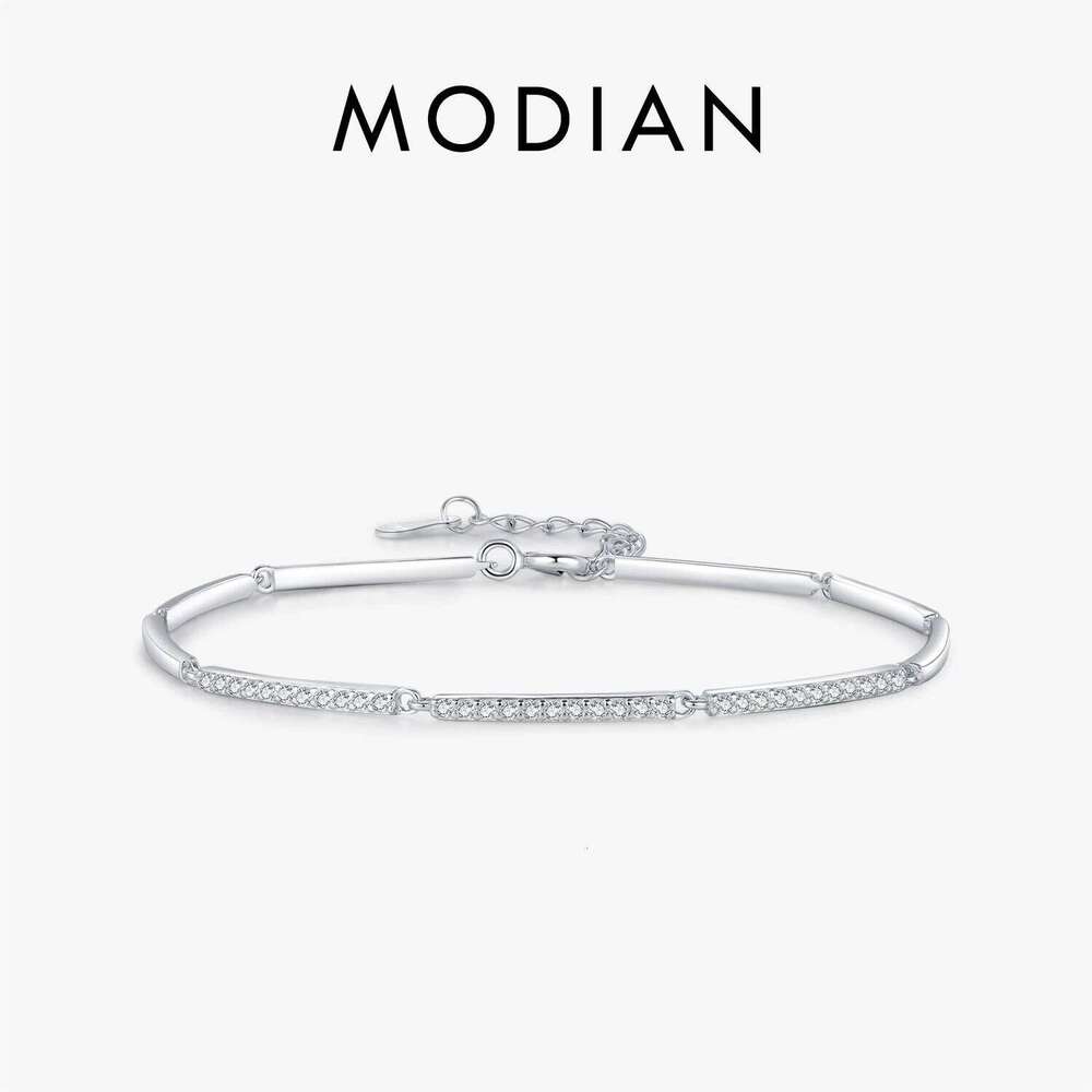 MODIAN White Gold Plated For Women 925 Sterling Silver Rectangle Pave Setting Bracelet Dainty Fashion Basic Jewelry Z260225