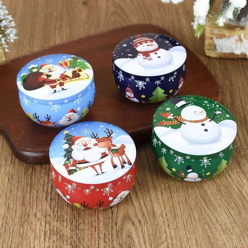 Candles Santa Claus Snowman Elk Tin Cans Candle Merry Christmas Decorations for Home Navidad Noel Xmas New Year Gifts W260226