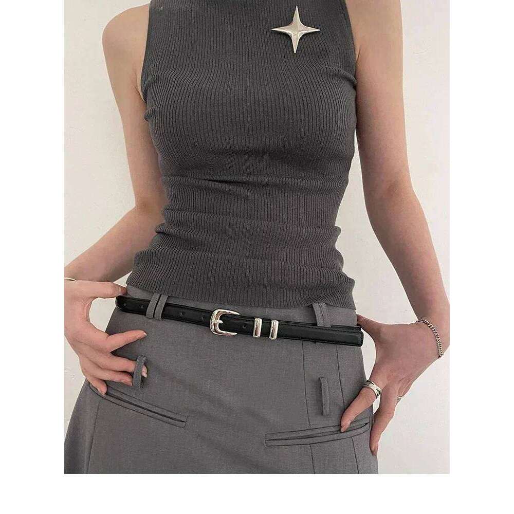 Woman's Fashionable Black Simple Thin PU Trousers Skirt Versatile Belts Student's Casual Belt Y260225
