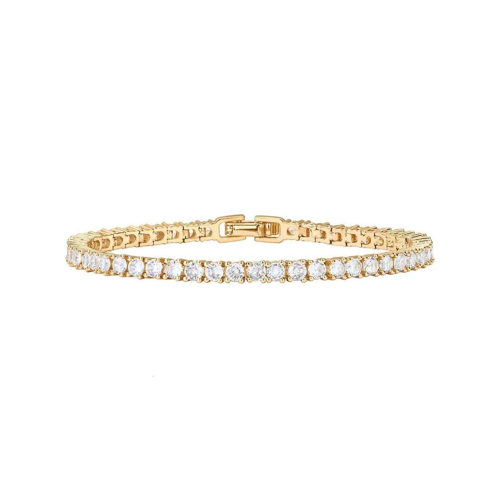 Shevalues Women 14K Gold Plated 3mm Classic Tennis Bracelet Lady Exquisite Luxury Cubic Zirconia Bracelets Jewelry For Gift Z260225