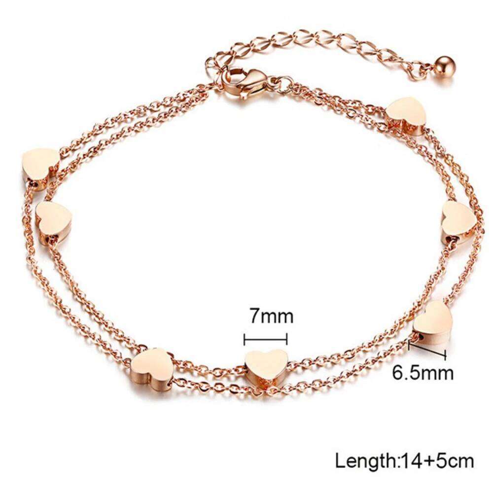 Fashionable, individual trendy heart-shaped perforated stainless titanium steel bracelet and anklets Z260225
